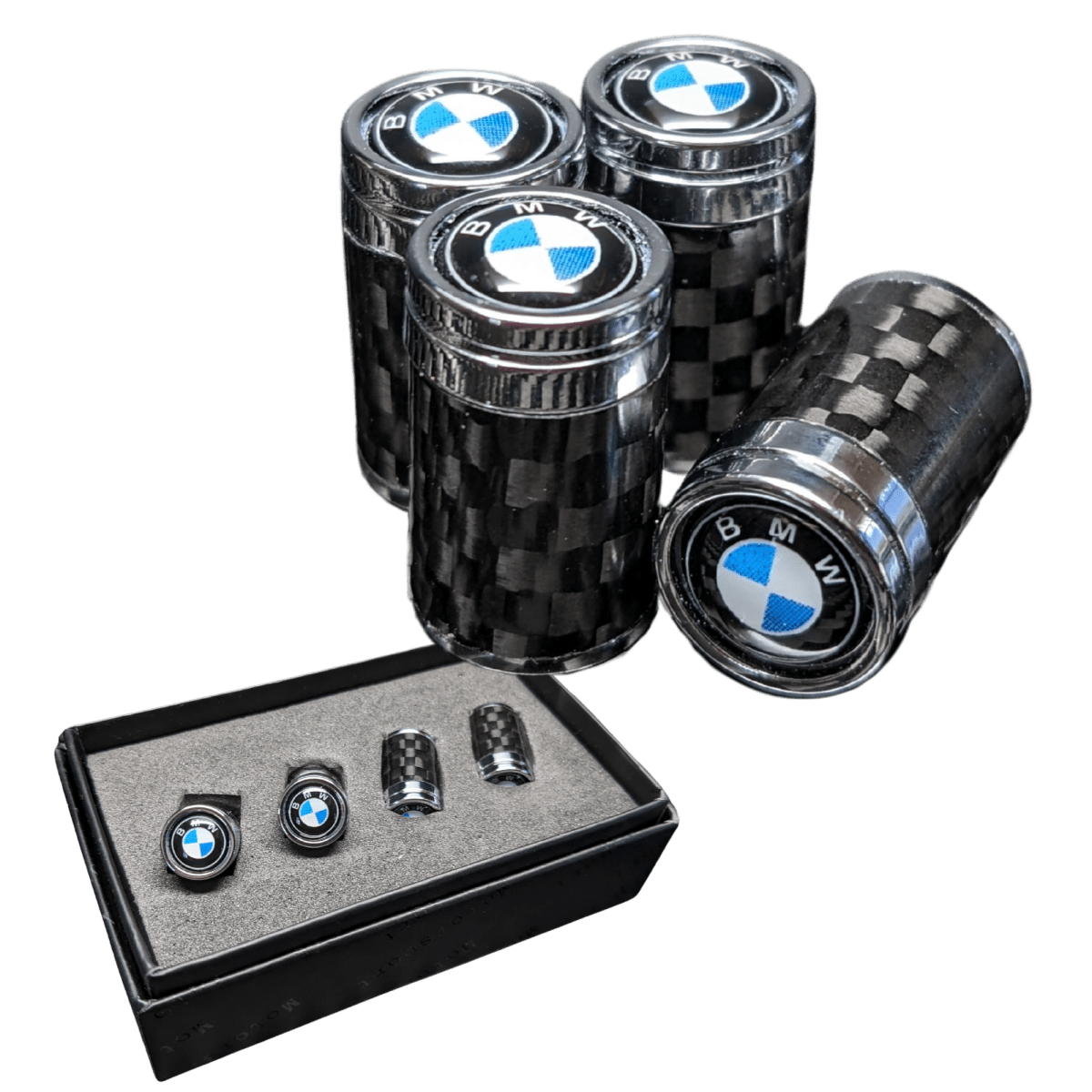 BMW Compatible Carbon Fiber Tire Valve Stem Caps X5 X3 X7 M2 M3 M5 E30 E36 E - Pro Spec Imports -