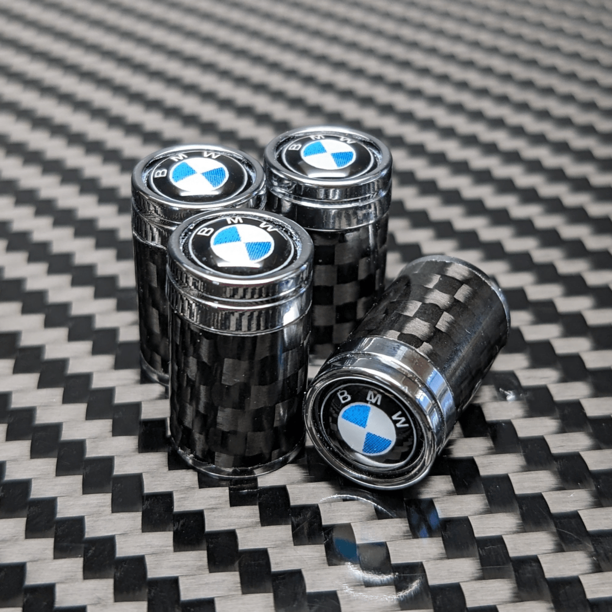 BMW Compatible Carbon Fiber Tire Valve Stem Caps X5 X3 X7 M2 M3 M5 E30 E36 E - Pro Spec Imports -