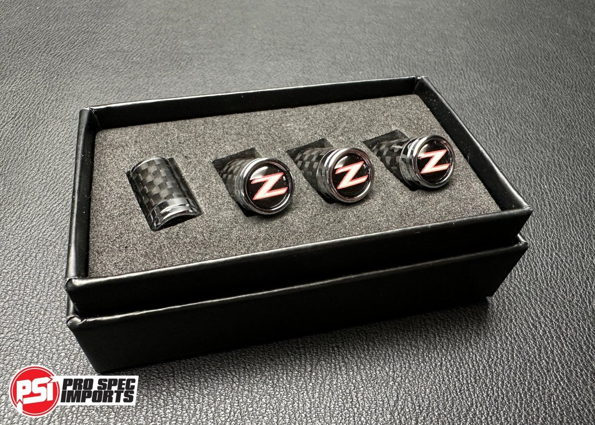 Carbon Fibre 'Z' Logo Valve Caps For Nissan Fairlady Z33 350Z, Z32 300ZX, Z34 370Z, Z31, 240Z, 260Z, 280Z - Pro Spec Imports -