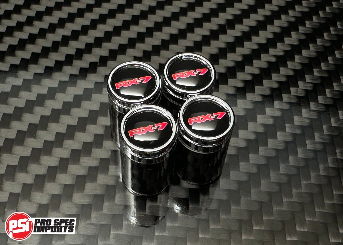 RX - 7 Carbon Fibre Tire Valve Stem Caps For Mazda RX7, FD, FC, SA, FB, RX - 7, 12A, 13B Rotary, Rotor, Wheel, tire, Gift - Pro Spec Imports -