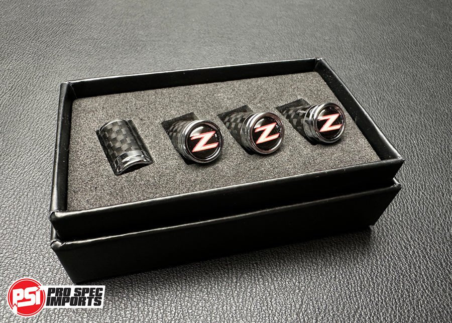 Carbon Fibre 'Z' Logo Valve Caps For Nissan Fairlady Z33 350Z, Z32 300ZX, Z34 370Z, Z31, 240Z, 260Z, 280Z - Pro Spec Imports -