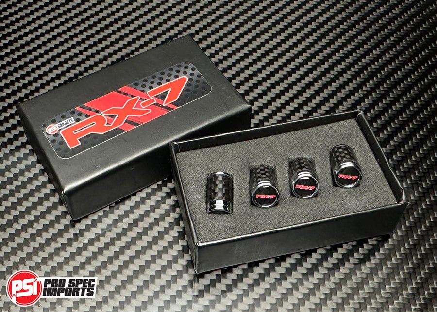 RX - 7 Carbon Fibre Tire Valve Stem Caps For Mazda RX7, FD, FC, SA, FB, RX - 7, 12A, 13B Rotary, Rotor, Wheel, tire, Gift - Pro Spec Imports -