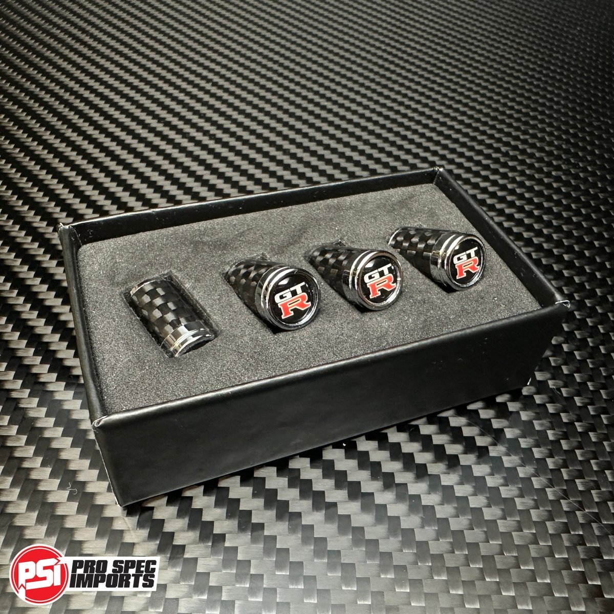 Carbon 3pc GTR COMBO! Carbon fibre GTR valve caps, Carbon fibre GTR keychain, GTR lanyard - For GT - R Skyline, R35, R34, R33, R32 - Pro Spec Imports -