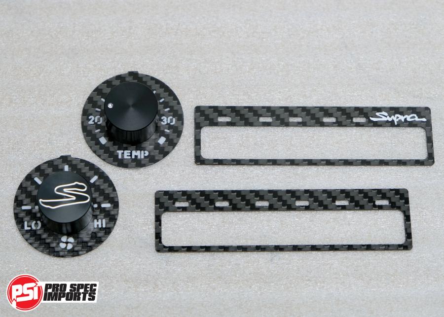 JDM Supra Interior - Carbon Edition HVAC 6pc Combo - Pro Spec Imports - Black Dials - "S" logo - -