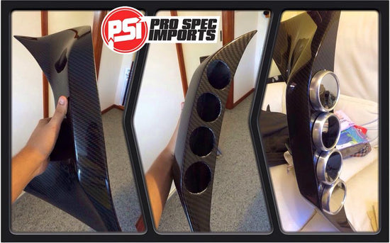4 Gauge Pod For A80 (Mk4) Supra, Carbon Fibre or Fiberglass, 52mm or 60mm, Fits JDM RHD