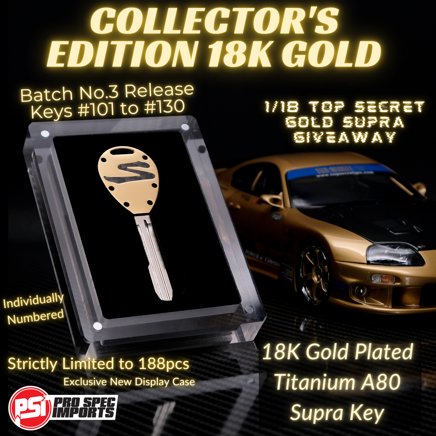Collectors Edition 18K Gold CF - Titanium A80 (MK4) Supra Key + *ENTRY TO THE GOLD TOP SECRET 1/18 SUPRA GIVEAWAY*