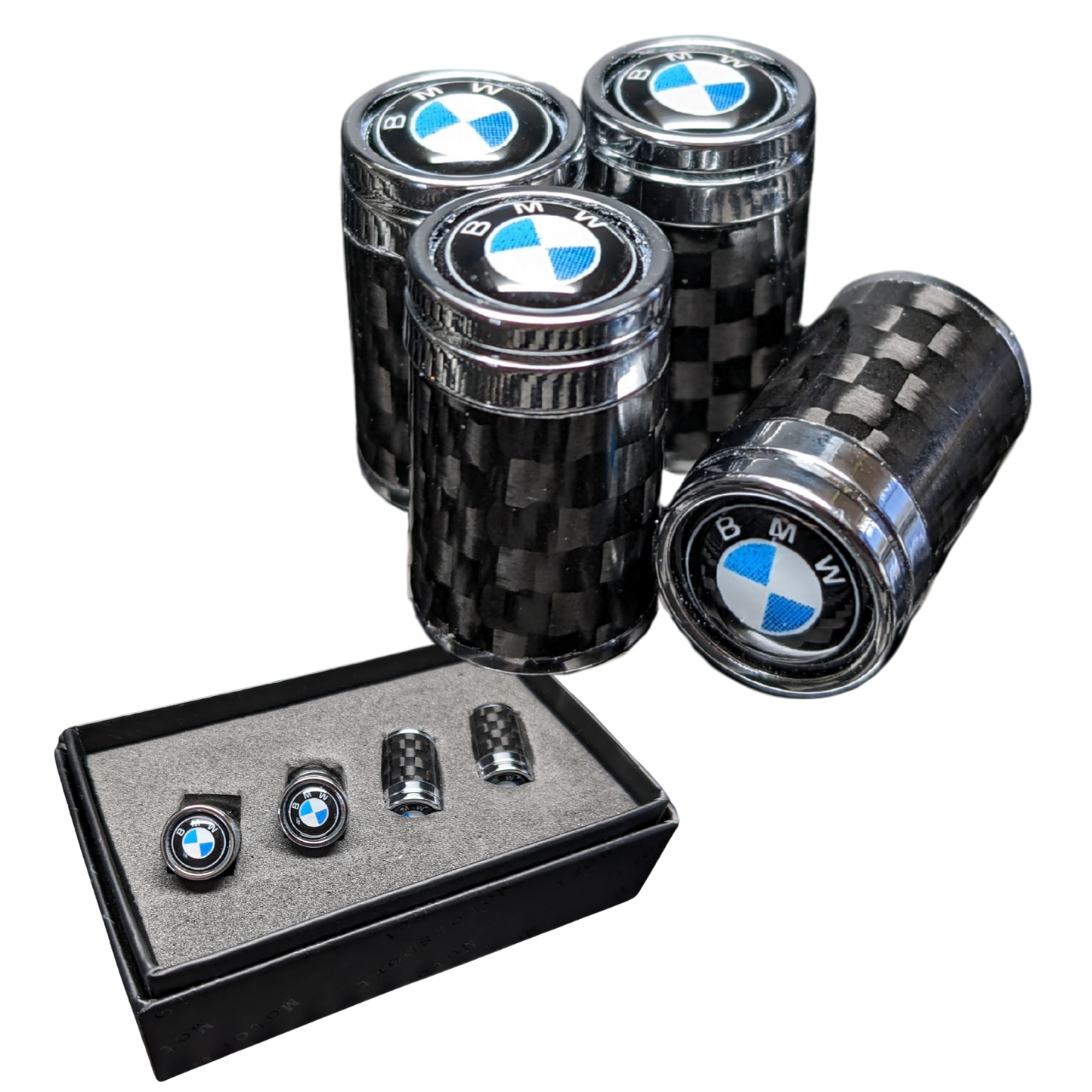BMW Compatible Carbon Fiber Tire Valve Stem Caps X5 X3 X7 M2 M3 M5 E30 E36 E
