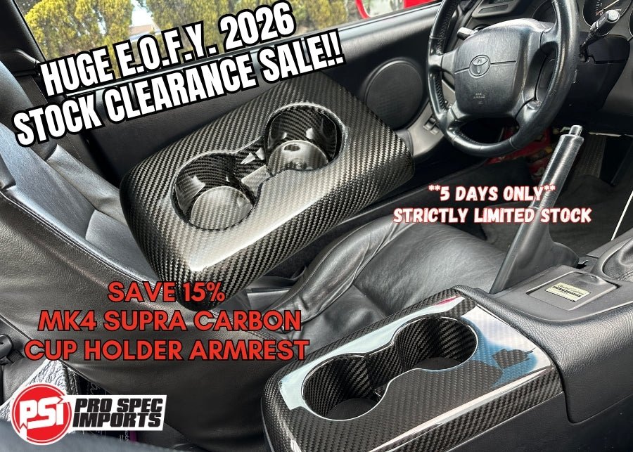 Cup Holder Armrest For A80 (Mk4) Supra, Carbon Fibre or Fiberglass - Pro Spec Imports - 3K Twill Weave Carbon Fibre - Right Hand Drive (JDM RHD) - 