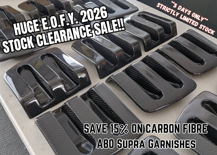 A80 (MK4) Supra - Carbon Fibre Rear Number Plate Garnishes - Pro Spec Imports - 3K Twill Weave Carbon Fibre - 