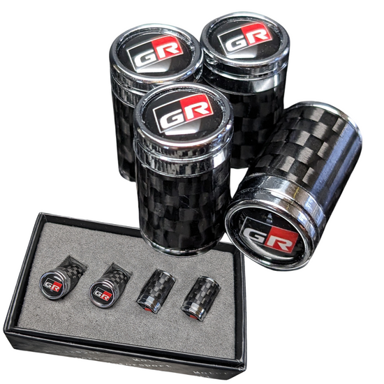 Carbon Fibre Tire Valve stem caps for GR Supra, GR86, GR Yaris, GR Corolla, GR Hilux, GR Land Cruiser, Wheel, Accessories Gift