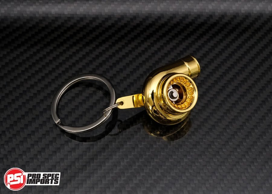 Spinning Turbo Keychain - Pro Spec Imports - Gold Chrome - 