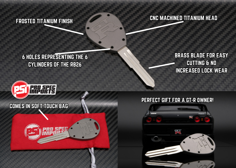 Billet Titanium R32 / R33 Skyline GTR Key Blank - Frosted Titanium