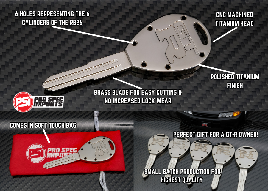 Billet Titanium R32 / R33 Skyline GTR Key Blank - Premium Polished