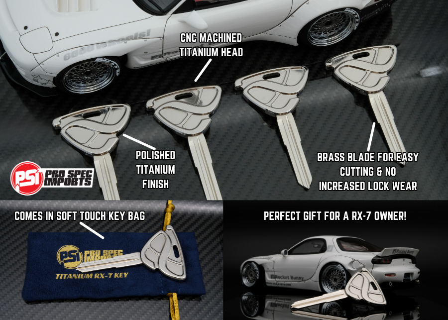 FD3S RX7 Key Blank - Polished Titanium GR6