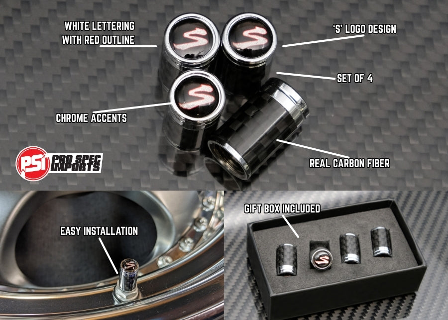 Carbon Fibre Supra 'S' Valve Caps, A80 (MK4), A90 (MK5), A70 (MK3)