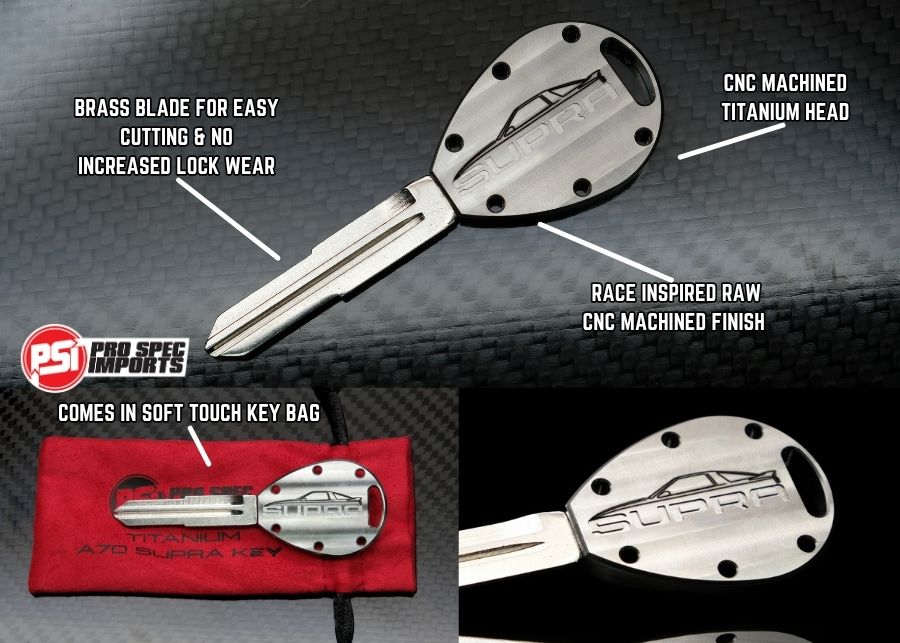 Suit Toyota A70/MK3 Supra Titanium Key Blank - Machine Finish