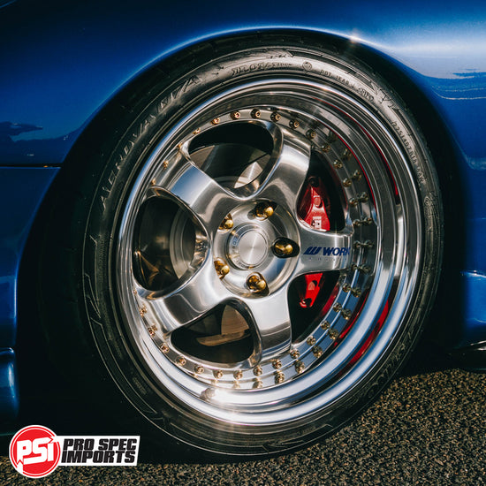 Load image into Gallery viewer, Work Meister S1 3P, 18&amp;quot; Centre Caps - Billet CNC Alloy - Suit Mazda RX7 FD3S FC, RX8, Cosmo, Mazda 6, Mazda 3, Rotor Hubcentric Ring 67.1mm

