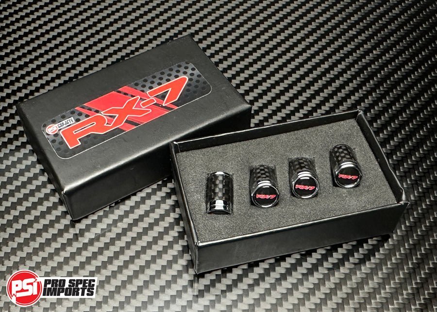 4 Red MS Logo Aluminum Tire Valve Stem Caps – Fits Mazda 2/3/5/6/CX-30/CX-5/CX-7/CX-9/MX-5/RX-7