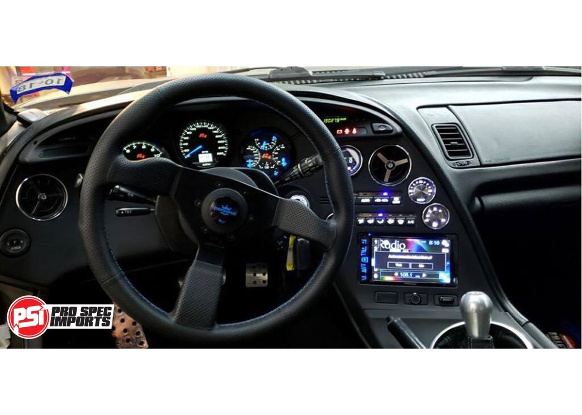 USA Supra Interior - Brushed Stainless HVAC 6pcs Combo - Pro Spec Imports - Black Dials - Plain - -