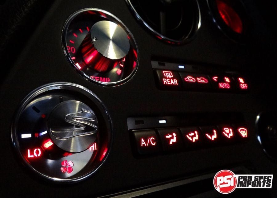 JDM Supra Interior - Brushed Stainless HVAC 6pcs Combo - Pro Spec Imports - Stainless Dials "S" Logo - 