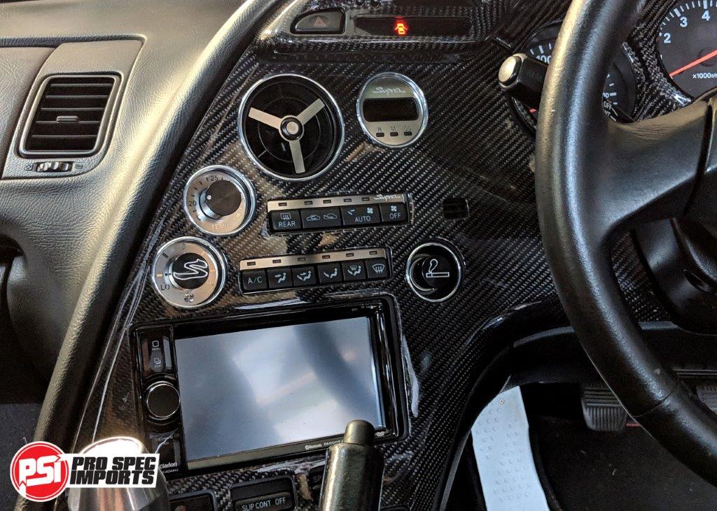 JDM S1 Supra Interior - Brushed Stainless Billet HVAC Deluxe 10pc Combo - Pro Spec Imports - Black Dials - "S" logo - -