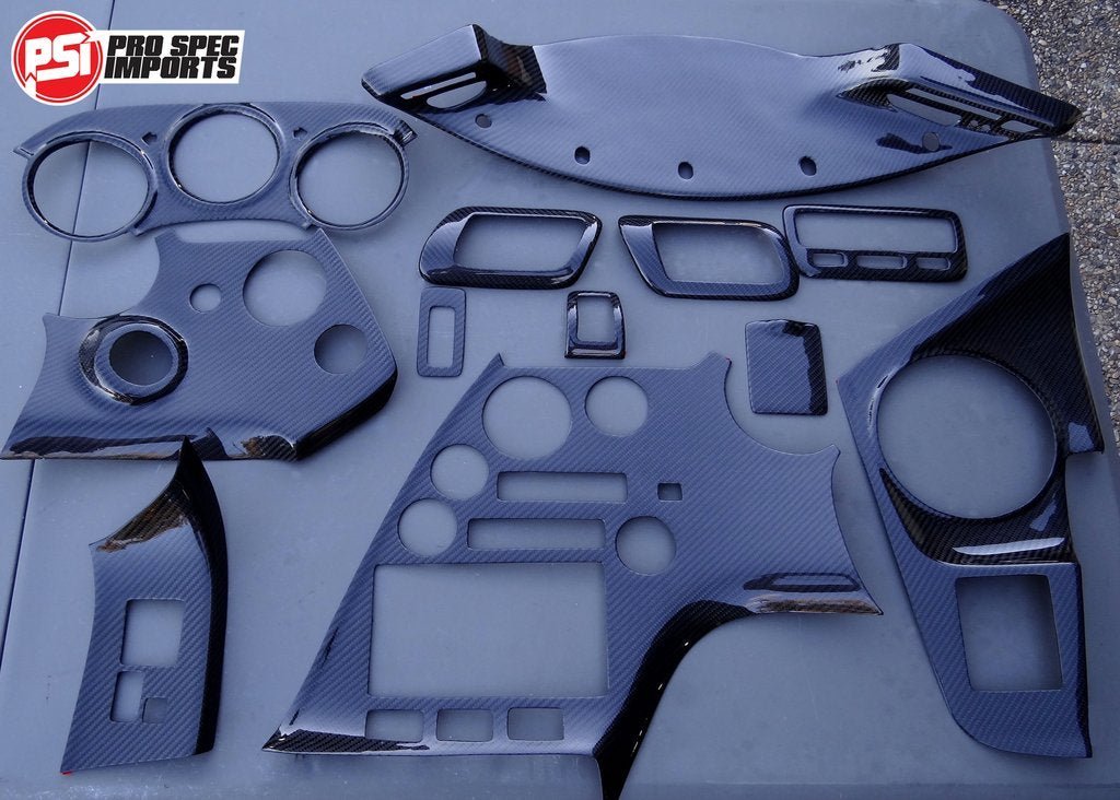 Supra Carbon Interior Set 12pc - Fits Series 1, '93 - '96 JDM Supra - Pro Spec Imports - Manual - Gloss Carbon - 