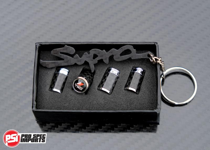 Carbon COMBO TRD Style Valve Caps & Carbon Supra Key Chain - Pro Spec Imports - -