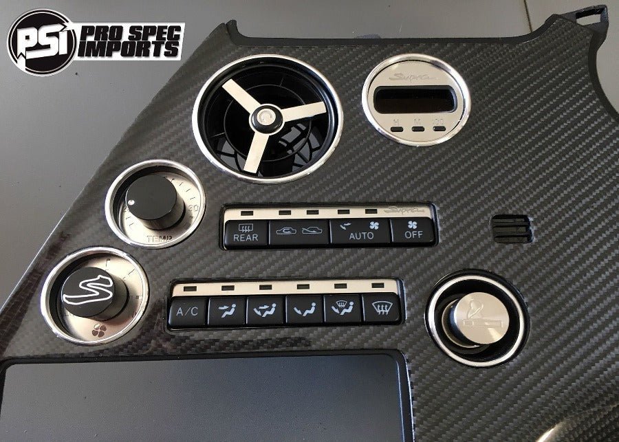 JDM S1 Supra Interior - Brushed Stainless Billet HVAC Deluxe 10pc Combo - Pro Spec Imports - Stainless Dials - "S" Logo - 