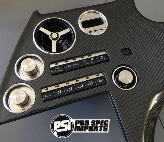 JDM S1 Supra Interior - Brushed Stainless Billet HVAC Deluxe 10pc Combo - Pro Spec Imports - Stainless Dials - "S" Logo - -