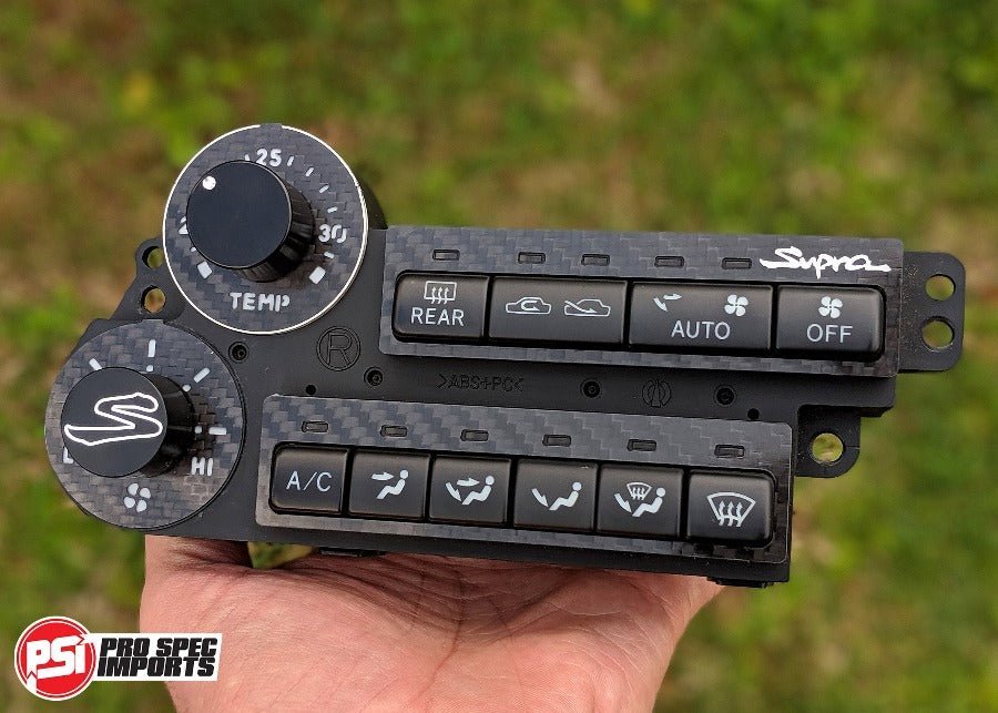 JDM Supra Interior - Carbon Edition HVAC 6pc Combo - Pro Spec Imports - Black Dials - "S" logo - 