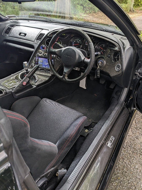 Toyota Supra A80 Mk4 Carbon Fibre Door Sills / Kick Panel Set - Pro Spec Imports - Stealth Black Pro Spec Imports vinyl logo