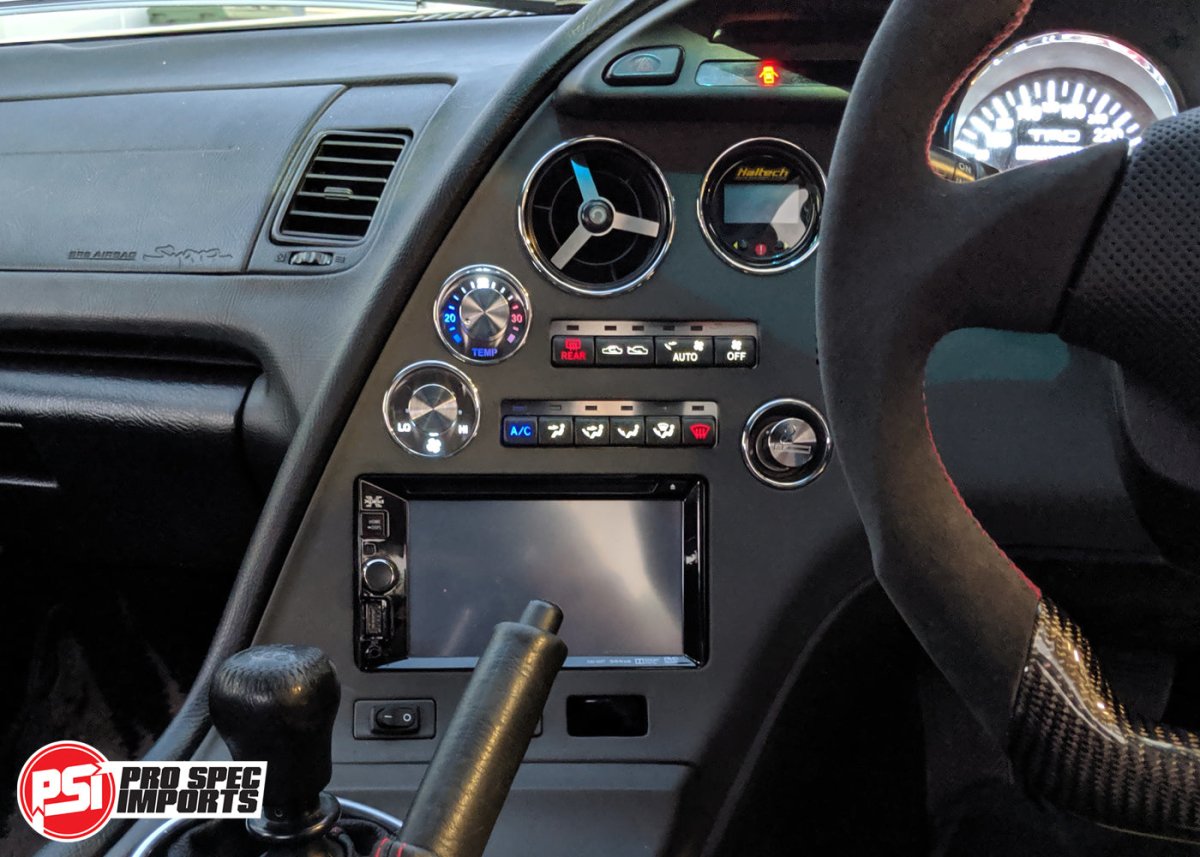 JDM S2 Supra Interior - Brushed Stainless HVAC 9pc Deluxe Combo - Pro Spec Imports - Stainless Dials "S" Logo - -