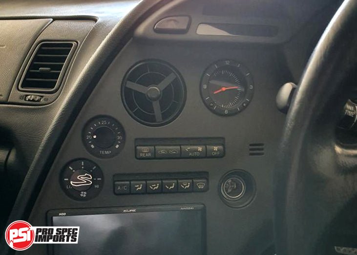 JDM S2 Supra Interior - Stealth Black Edition HVAC 9pc Deluxe Combo - Pro Spec Imports - Black Dials - "S" logo - -