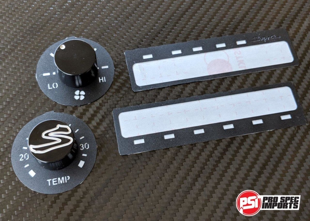 JDM Supra Interior - Stealth Black Billet HVAC 6pc Combo - Pro Spec Imports - Black Dials - Plain - 