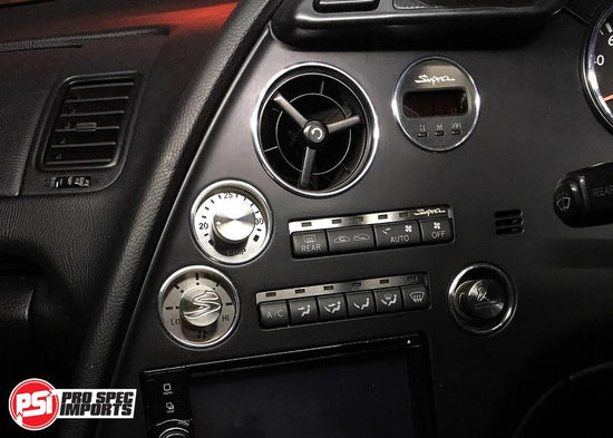 JDM S1 Supra Interior - Brushed Stainless Billet HVAC Mega 8pc Combo - Pro Spec Imports - Stainless Dials - "S" Logo - -