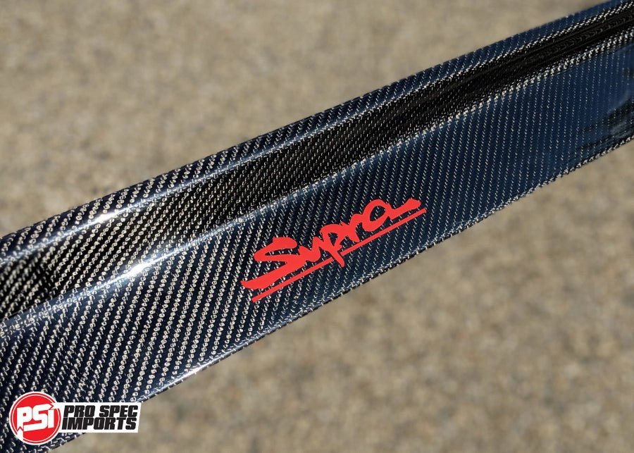 Toyota Supra A80 Mk4 Carbon Fibre Door Sills / Kick Panel Set - Pro Spec Imports - Red Supra Logo - 