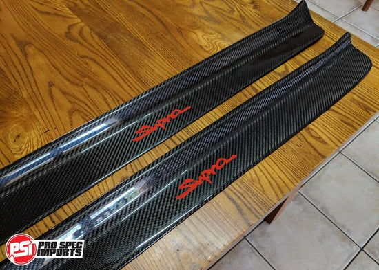 Toyota Supra A80 Mk4 Carbon Fibre Door Sills / Kick Panel Set - Pro Spec Imports - Black Supra Logo - -