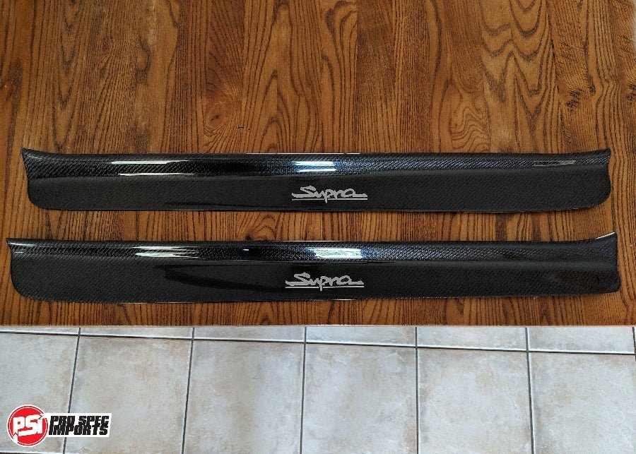 Toyota Supra A80 Mk4 Carbon Fibre Door Sills / Kick Panel Set - Pro Spec Imports - No Supra Logo Decal - 