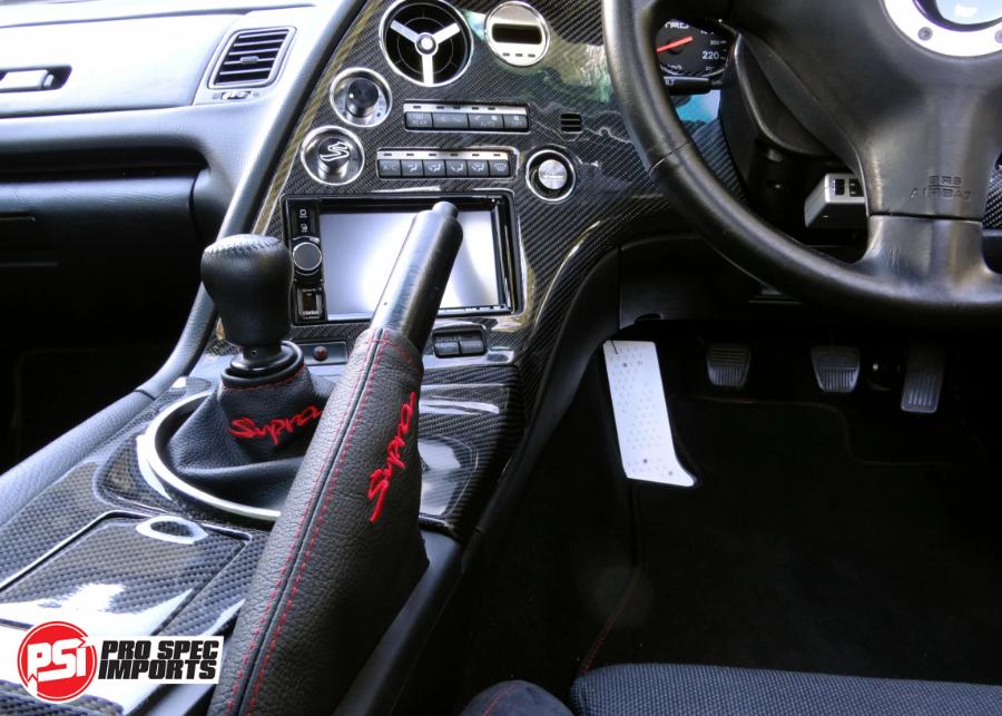 Mk4 Supra Interior Leather Boot Sets - Pro Spec Imports - Red Stitch - Supra Logo - Shifter Boot Only - 