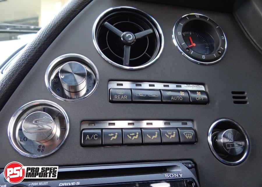 JDM S2 Supra Interior - Brushed Stainless HVAC 9pc Deluxe Combo - Pro Spec Imports - Stainless Dials "S" Logo - -