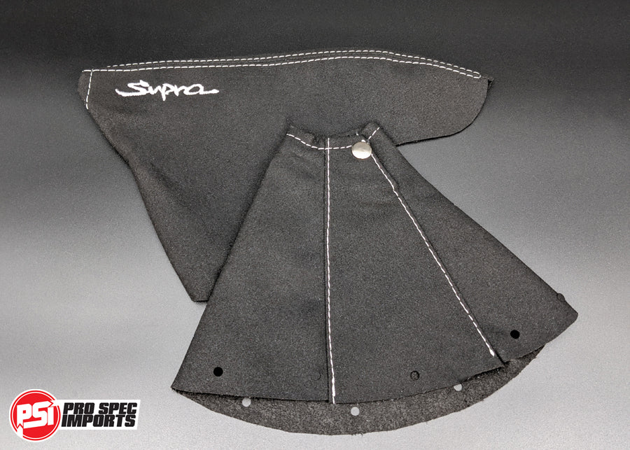Mk4 Supra Interior Alcantara Boot Sets - Pro Spec Imports - Grey Stitch with Supra Logo - Shifter Boot Only - 