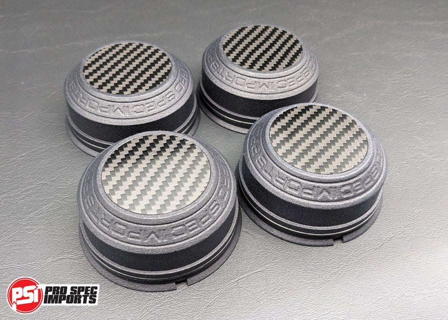 Suit Rays TE37 and TE37SL Centre Caps - To Suit Mazda RX7 FD, FC, Cosmo, RX8 - Pro Spec Imports - Carbon Fibre Inlay Top - -