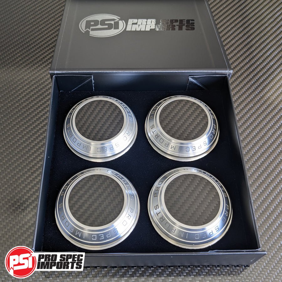 Carbon Fibre Inlay Billet CNC Centre Caps to suit Work Meister S1 3P wheels - Supra Mk4 A80 Specific 60.1mm Toyota Hubring - Pro Spec Imports - Black Anodised - Carbon Inlay - 18" - S1 3P Meisters -