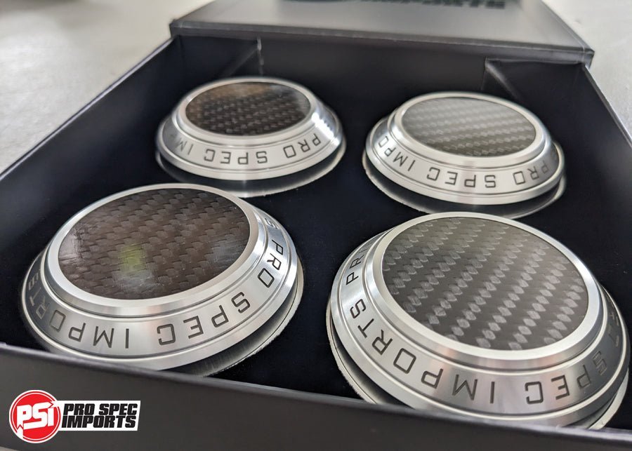 *PRE - ORDER* Rays TE37SL & CE28SL Centre Caps - A90 (MK5) Toyota Supra - Billet Aluminum 6061 - T6, 66.5 to 73.1 Hubcentric - Pro Spec Imports - Machined Silver Anodised with Carbon Fibre Centre - 