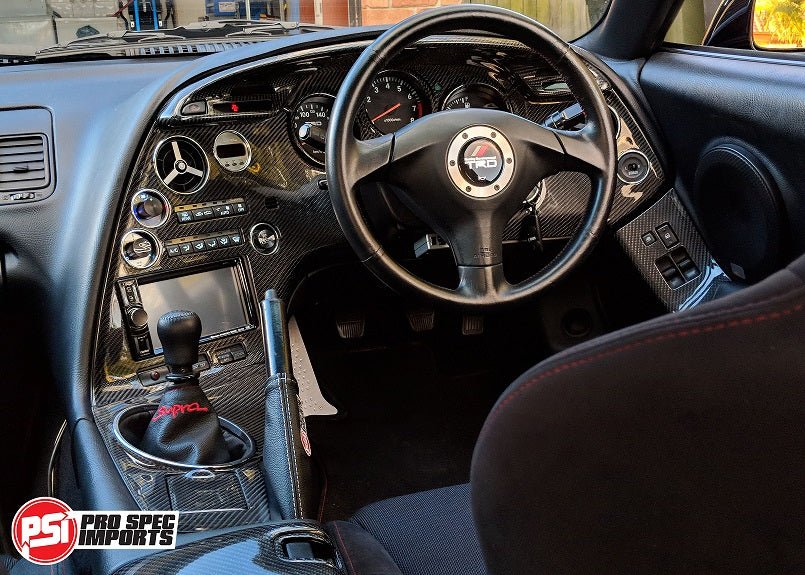 JDM S1 Supra Interior - Brushed Stainless Billet HVAC Deluxe 10pc Combo - Pro Spec Imports - Stainless Dials - "S" Logo - -