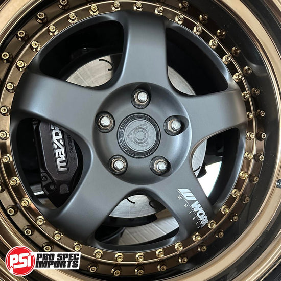 Load image into Gallery viewer, Work Meister S1 3P, 18&amp;quot; Centre Caps-Mazda RX7 FD3S FC, RX8, Mazda 6, Mazda 3, Rotor Hubcentric Ring 67.1mm-Pro Spec Imports
