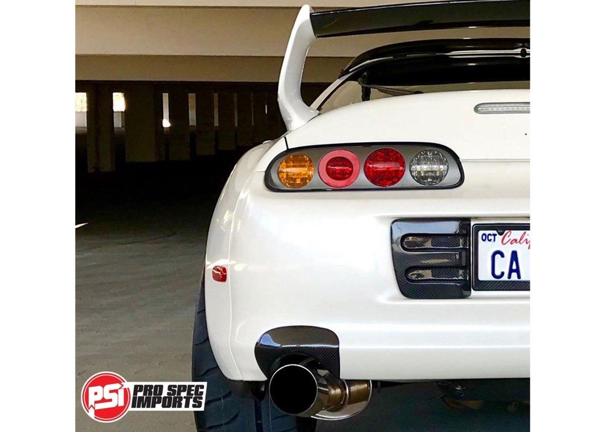 A80 (MK4) Supra - Carbon Fibre Rear Number Plate Garnishes - Pro Spec Imports - 3K Twill Weave Carbon Fibre - 