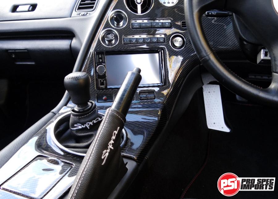 Mk4 Supra Interior Leather Boot Sets - Pro Spec Imports - Red Stitch - Supra Logo - Shifter Boot Only - 
