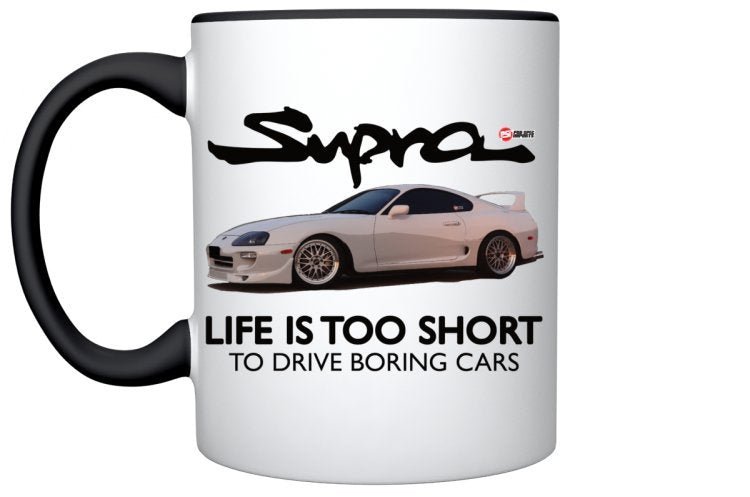 White Supra mug - Life is too short to drive boring cars. - Pro Spec Imports - 