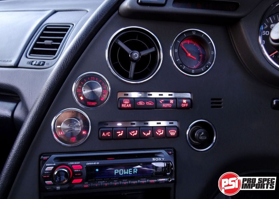 JDM Supra Interior - Brushed Stainless HVAC 6pcs Combo - Pro Spec Imports - Stainless Dials "S" Logo - -